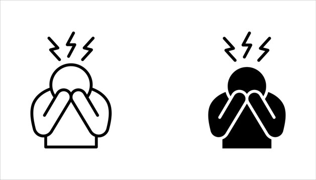 Depression man icon set. Depress, sad, lonely, stress concept. vector illustration on white background