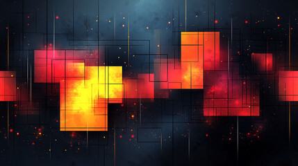 Abstract digital art, glowing geometric shapes, vibrant colors, dark background, technology,  futuristical,  graphic,  texture,  pattern,  technology,  futuristic,  design,  abstract art.