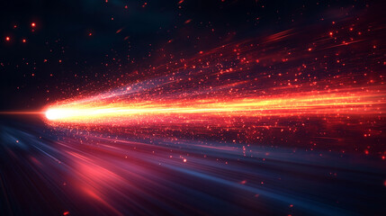 Abstract fiery speed trail through dark space.