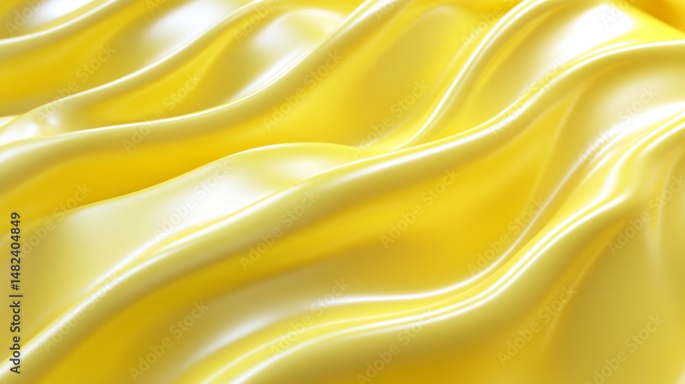 Poster abstract background flowing, wavy yellow fabric with smooth, dynamic waves on a gentle gradient