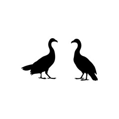 Obraz premium Two Grebes silhouette icon vector flat design.