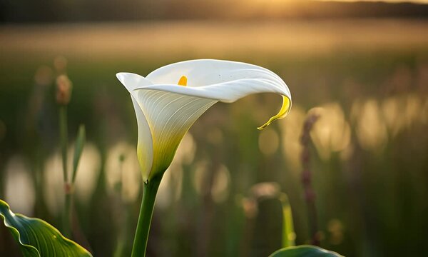 Arum lily basks in sunset