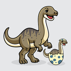 Cute Asylosaurus and baby Dinosaur isolated cartoon illustration with light background