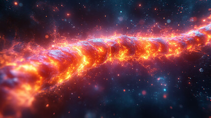 Abstract fiery chain-like structure in space.