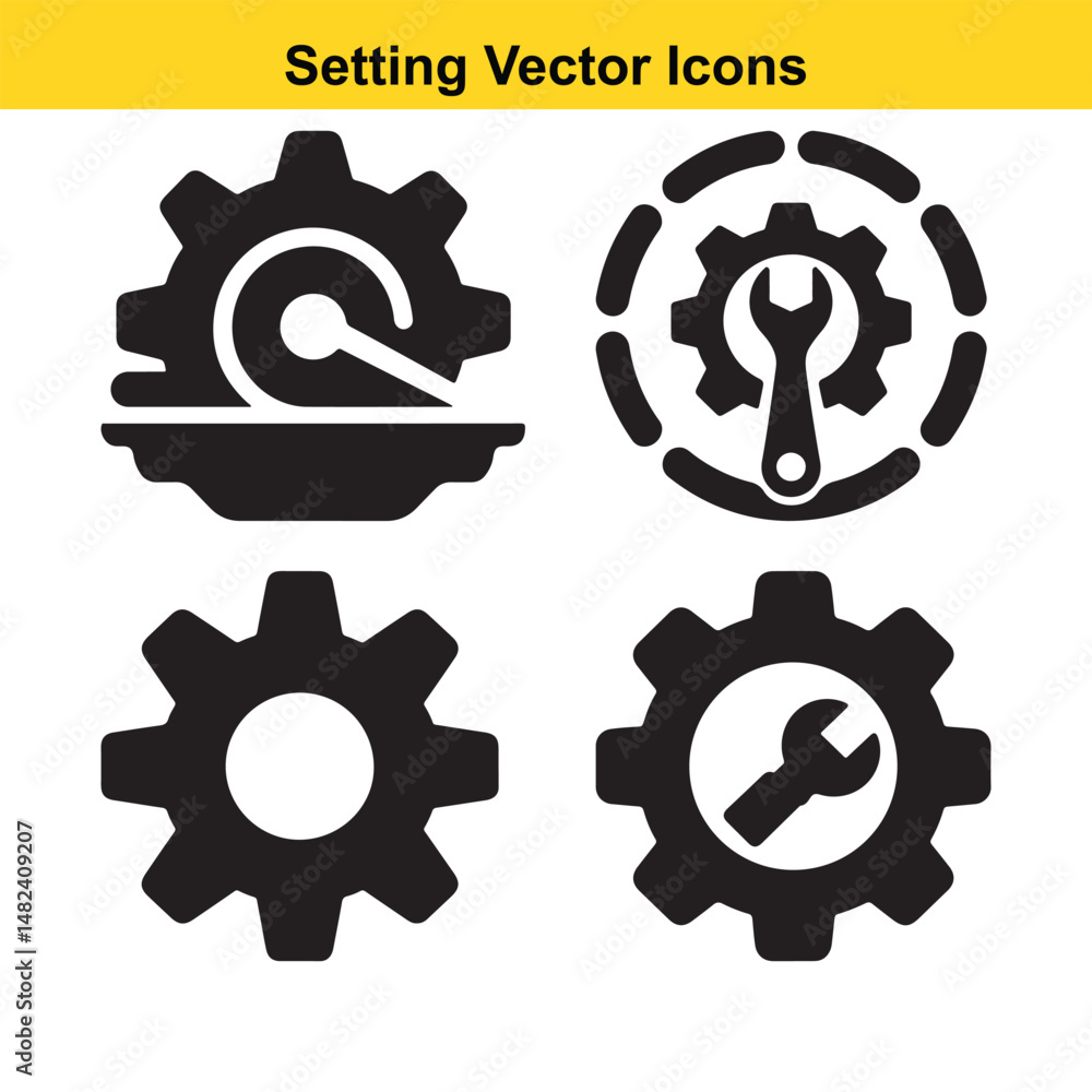 Poster settings vector icon. maintenance and configuration symbol. gears mechanism icon. simple gear mechan