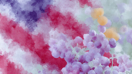 Fototapeta premium Abstract watercolor of grapes with American flag colors