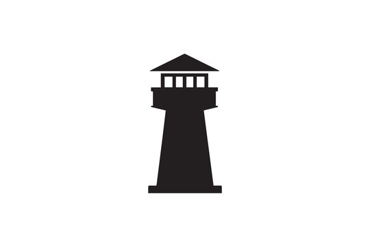 simple and unobtrusive  watch tower vector silhouette illustration isolated in white background