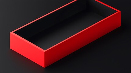 Isometric View of a Red Rectangular Box on Black Surface