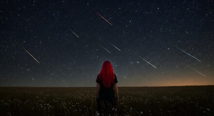 Obraz premium Person Observing Star Trails at Night