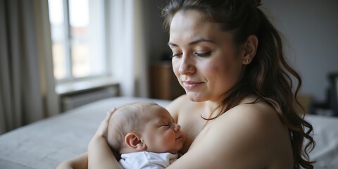 Soothing Flat Illustration of Postnatal Depression in a Mother and Inf