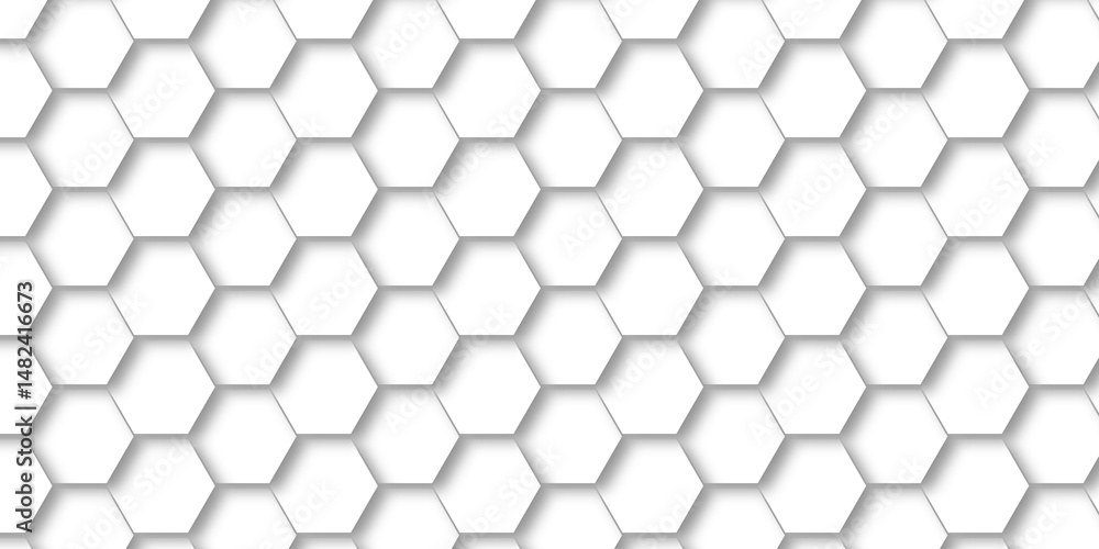 Poster abstract emboss white hexagonal background. luxury white pattern. futuristic minimal honeycomb mosai