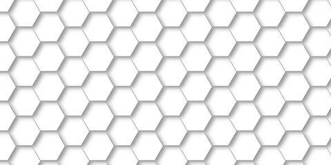 Fototapeta premium Abstract emboss white Hexagonal Background. Luxury White Pattern. Futuristic minimal honeycomb mosaic white background. geometric mesh cell texture. modern futuristic wallpaper.
