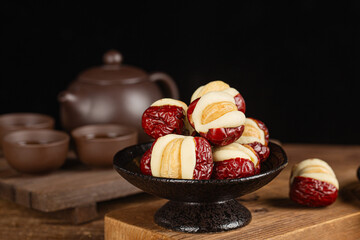Chinese specialty snack - cashew nut puffs and dates