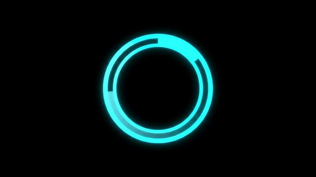Abstract Glowing Blue Circle with Digital Elements on a Black Background