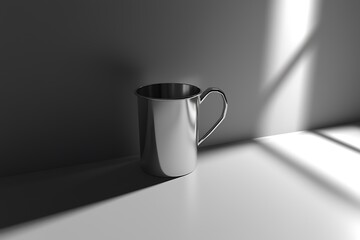 Polished Metal Mug in Dramatic Light and Shadow