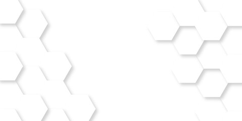 Fototapeta premium Abstract emboss white Hexagonal Background. Luxury White Pattern. Futuristic minimal honeycomb mosaic white background. geometric mesh cell texture. modern futuristic wallpaper.