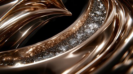 Shiny, curved metal with glittering center detail