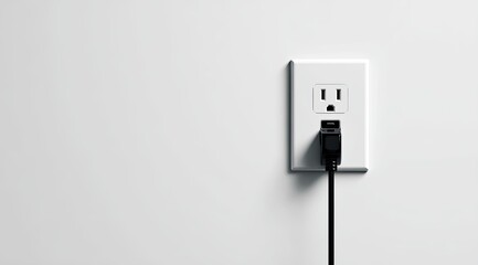 White electrical outlet with black cord plugged in