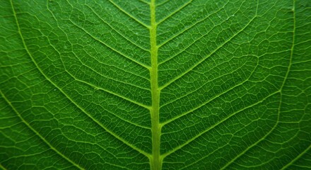 Close-up of a vibrant green leaf showcasing intricate vein patterns and textures (2)