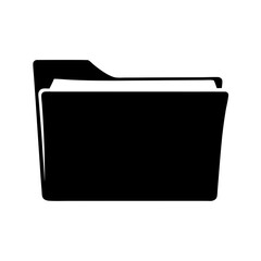 Black and white illustration of an open folder for document storage