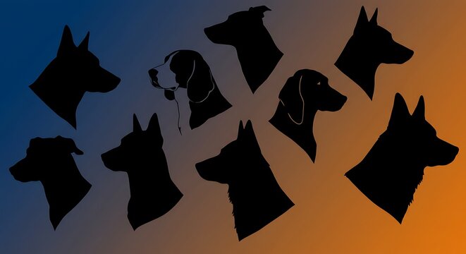 Canine Silhouettes: A Gradient of Loyal Companions