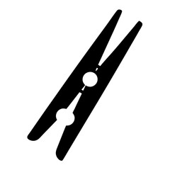 Isolated Black Clothespin Icon on White Background Depicting Laundry and Household Chores