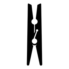 A solid black silhouette of a traditional wooden clothes pin