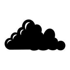Single black cloud illustration against a white background with layered effect