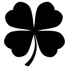 Bold black four leaf clover illustration for St Patrick's day luck