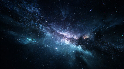 Obraz premium A serene galaxy with hues of deep blue, light blue, and a touch of golden light.