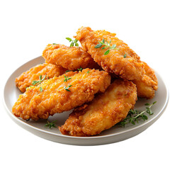 Crispy Fried Chicken Tenders on Plate Garnish with Thyme