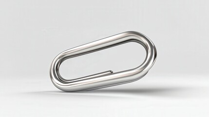 Polished metallic oval link in a  setting.