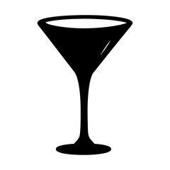 Elegant Black Martini Glass Silhouette Against White Background for Barware Design
