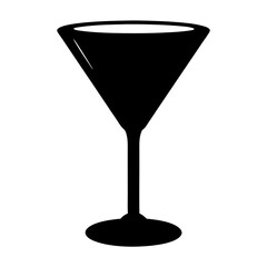 Elegant black and white martini glass illustration perfect for cocktails and parties