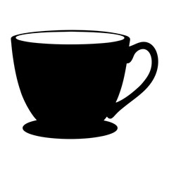 A sleek black teacup sits silently ready for a delicious warm beverage