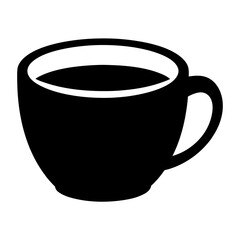 Black and white image of a coffee cup filled with dark liquid