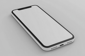 White Smartphone with Black Bezel on Grey Background