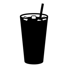 Minimalist illustration of a refreshing beverage in a cup with ice and straw