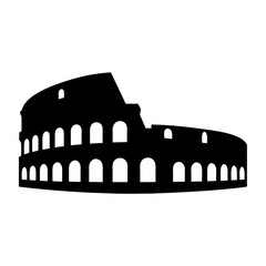 Iconic Silhouette of the Roman Colosseum, Ancient Symbol of Rome and Italy
