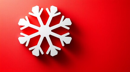 White Snowflake on Red Background with Dramatic Shadow and Textu