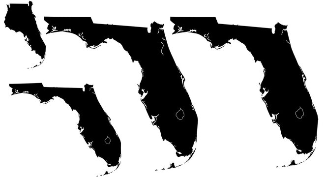 Florida Silhouette Variations: Black & White Map Set