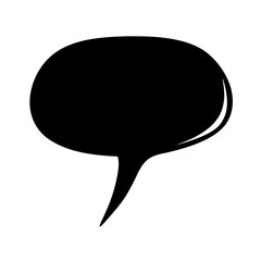 Simple black speech bubble with a tail isolated on white background