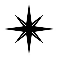 Obraz premium Eight Pointed Starburst Shape in Black Color Isolated on White Background