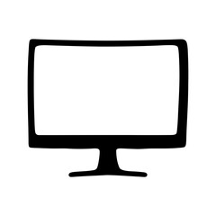 Black and White Graphic Illustration of Computer Screen for Technology Use