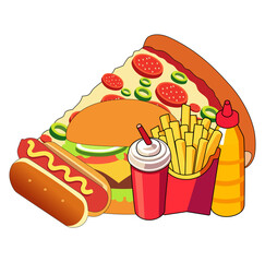 Cartoon Fast Food Digital Vectors Illustration 