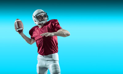 American Football Energy, Football Player in Action, Dynamic Neon Athlete