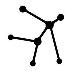 Stylized Molecular Structure with Spherical Nodes and Linear Bonds in Black