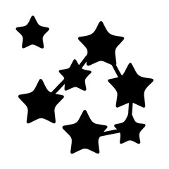 Black Star Constellation Connected with Lines, Featuring a Lone Star Separate