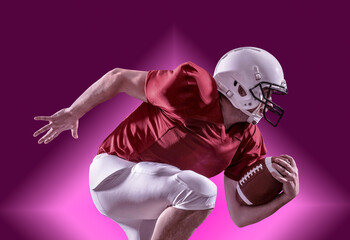 American Football Energy, Football Player in Action, Dynamic Neon Athlete