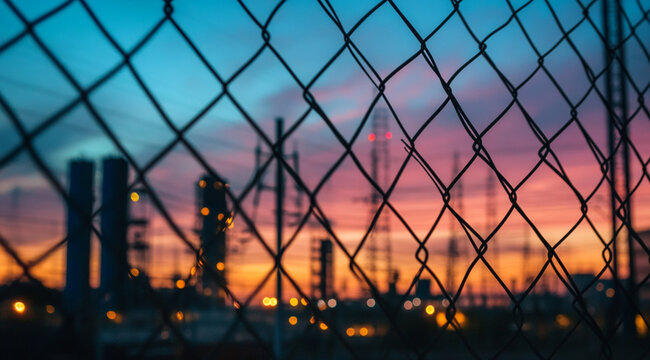 an image of a commercial chain link fence around a electrical facility 